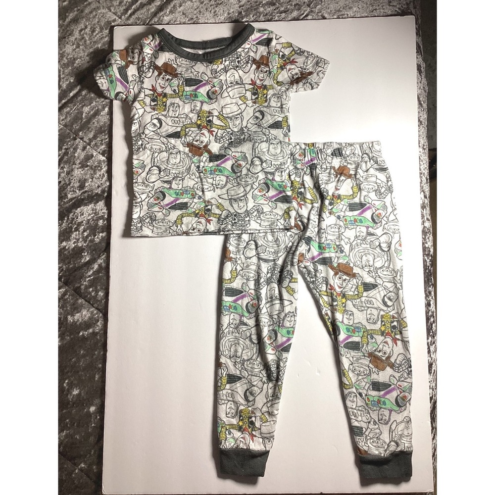 Disney Toy Story Pajama Set Size 5T White/Gray Good condition
